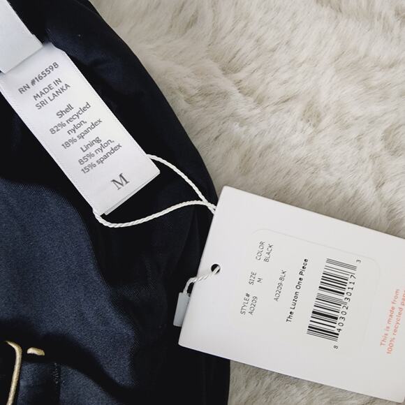 NWT Andie Luzon Black Eco Nylon Open Back One Piece Swimsuit Medium - Picture 8 of 12